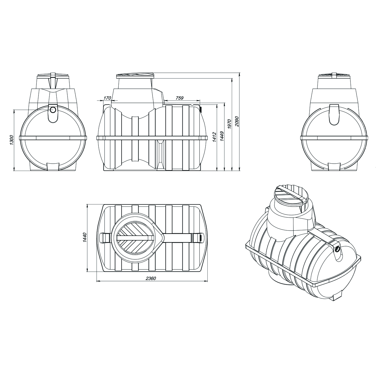 Емкость подземная Rostok U 3000л